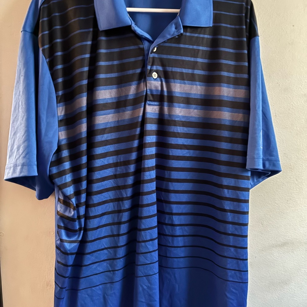 PGA tour Blue and Black Striped Polo Shirt size 2xl